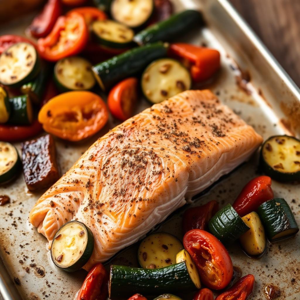 Baked Salmon with Roasted Vegetables
