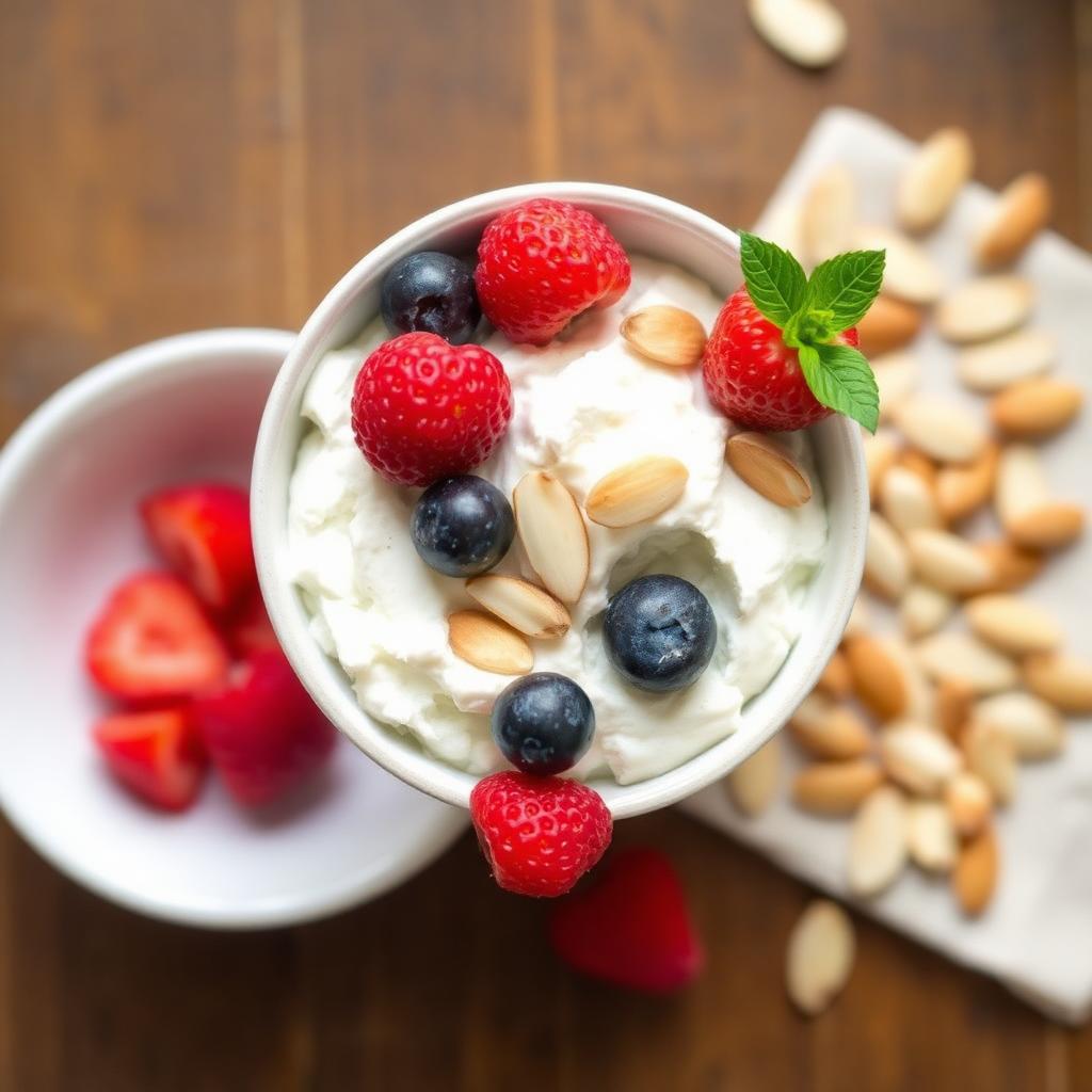 Cottage Cheese Snack Bowl with Berries & Almonds