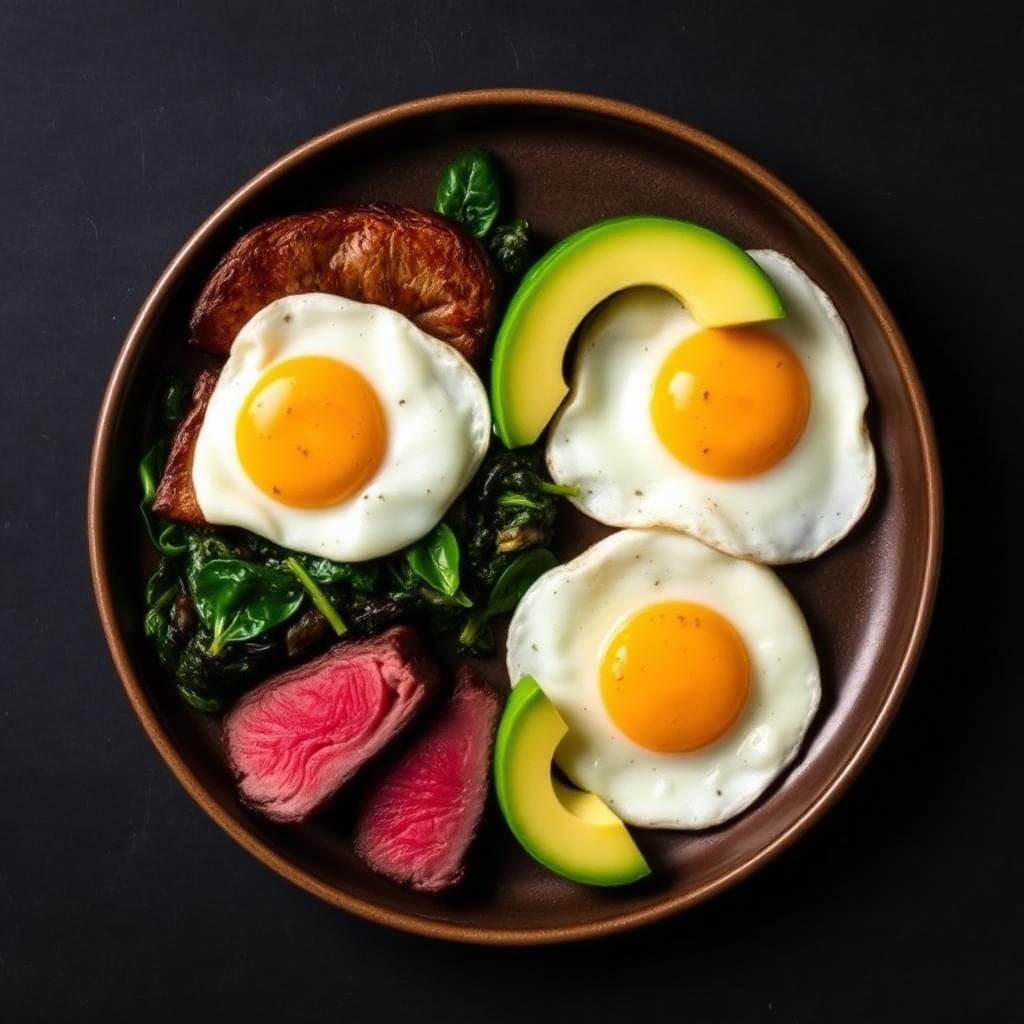 Keto Steak, Eggs & Avocado Plate