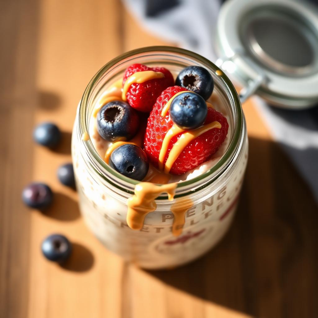 Overnight Oats with Berries & Peanut Butter
