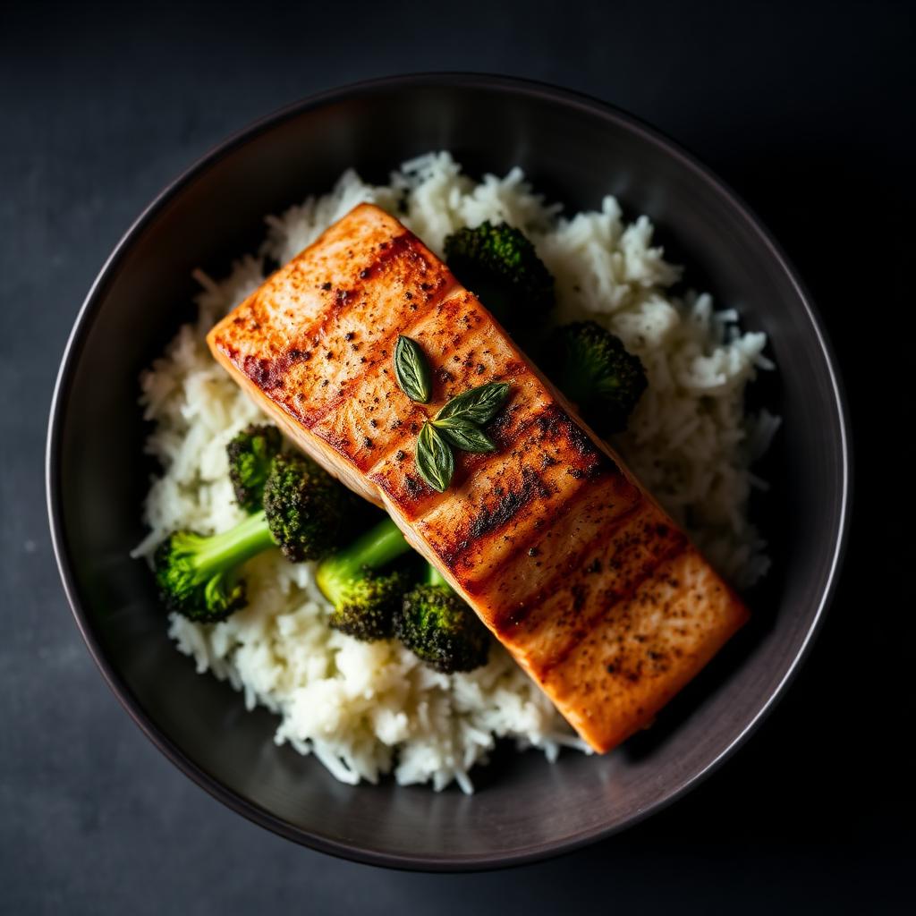 Salmon Rice & Broccoli Bowl